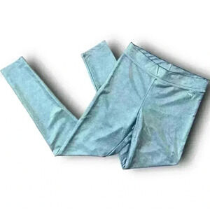 PINK Victorias Secret Holographic Leggings Silver Metallic Shimmer Active Small‎